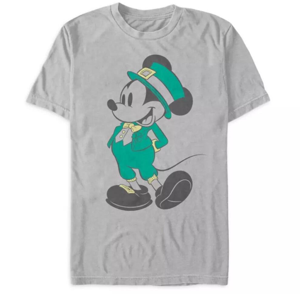 Disney St. Patricks Day Irish Mickey Mouse Green gray short sleeve tee unisex M